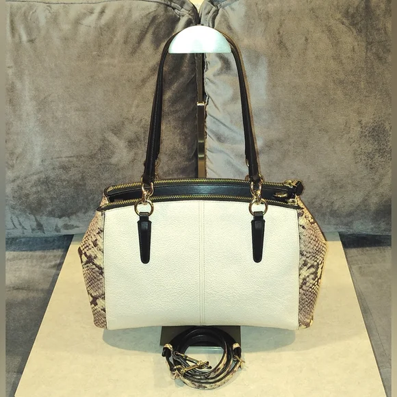 COACH CHRISTIE CARRYALL EXOTIC CROSS GRAIN LEATHER SNAKE PRINT CROSSBODY SATCHEL - Picture 8 of 16
